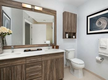 Pearl quartz countertops in kitchen and bath